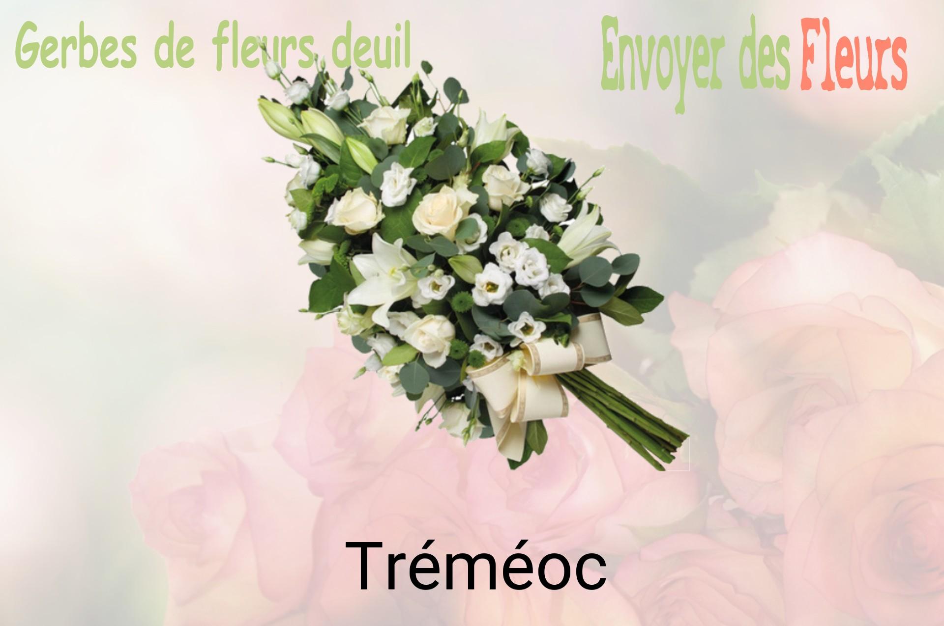 Gerbe de fleurs de deuil livrée à Tréméoc